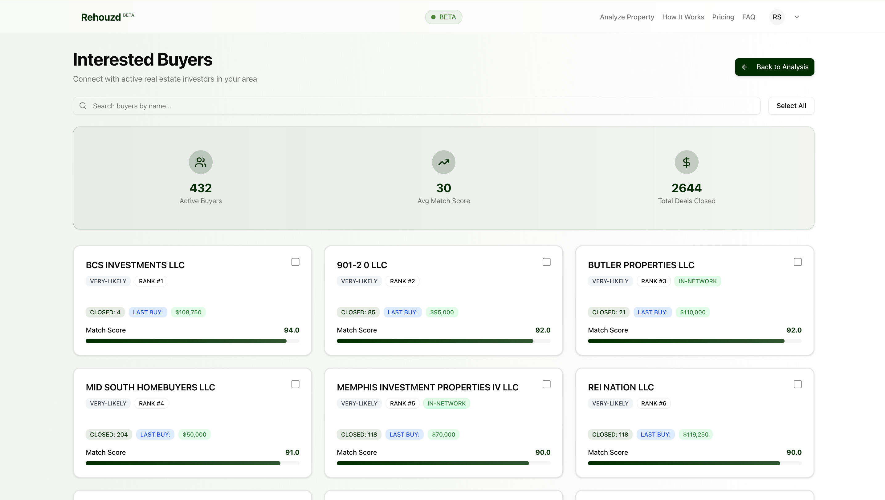 Buyer Matching and Ranking